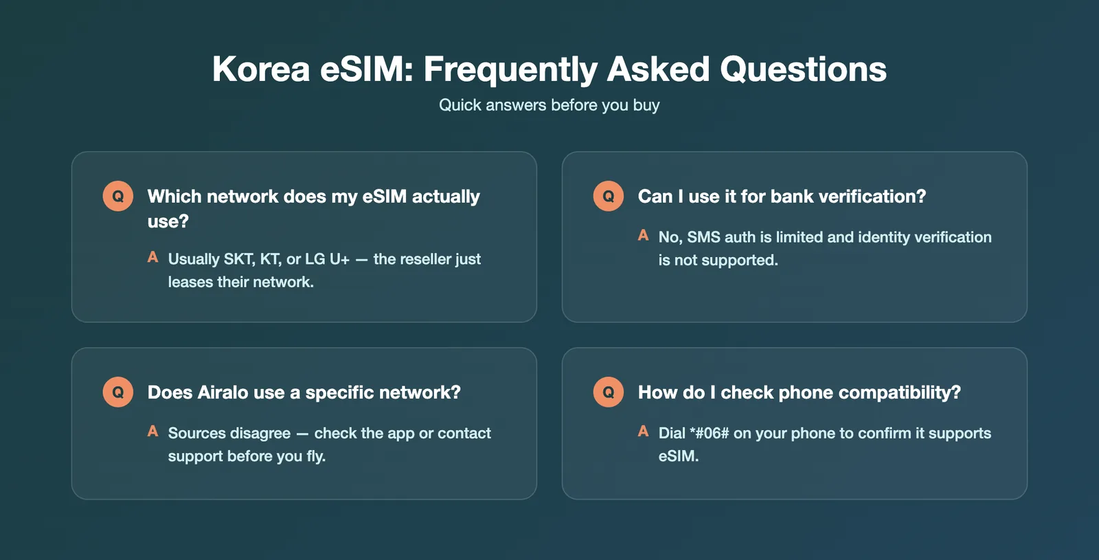Korea eSIM frequently asked questions