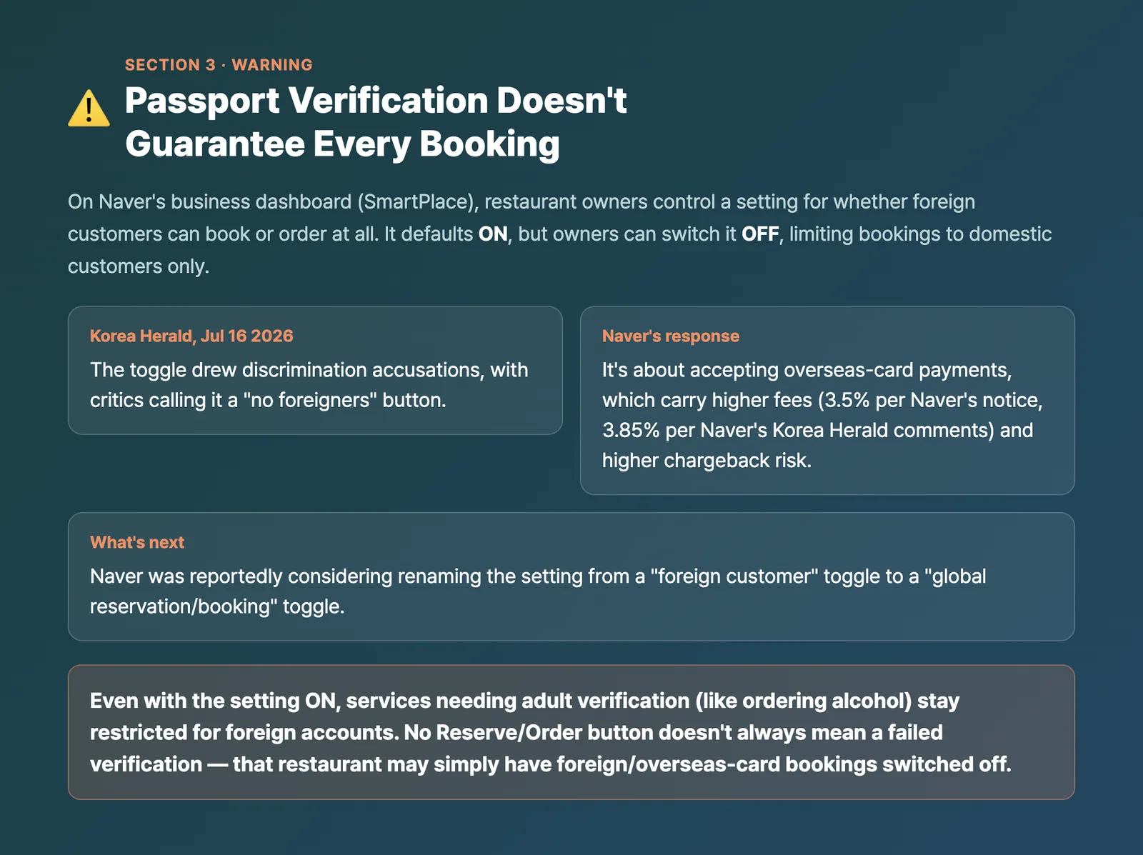 Korean businesses can turn off foreign bookings on Naver